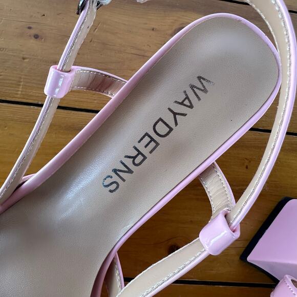 New Wayderns Light Pink Patent Block Heel Slingback Sandals Size 10.5 No Box - Picture 8 of 9